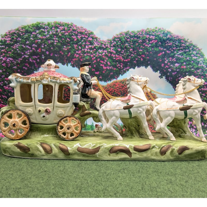 陶器 人形 アンティーク 馬車 4頭立て馬車 インテリア 置物 | よしつね