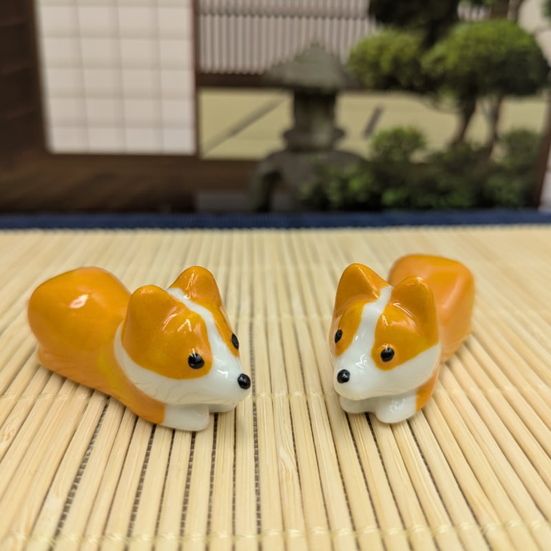 陶器製 箸置き 2個セット 犬 置物 かわいい犬の箸置き | よしつねの
