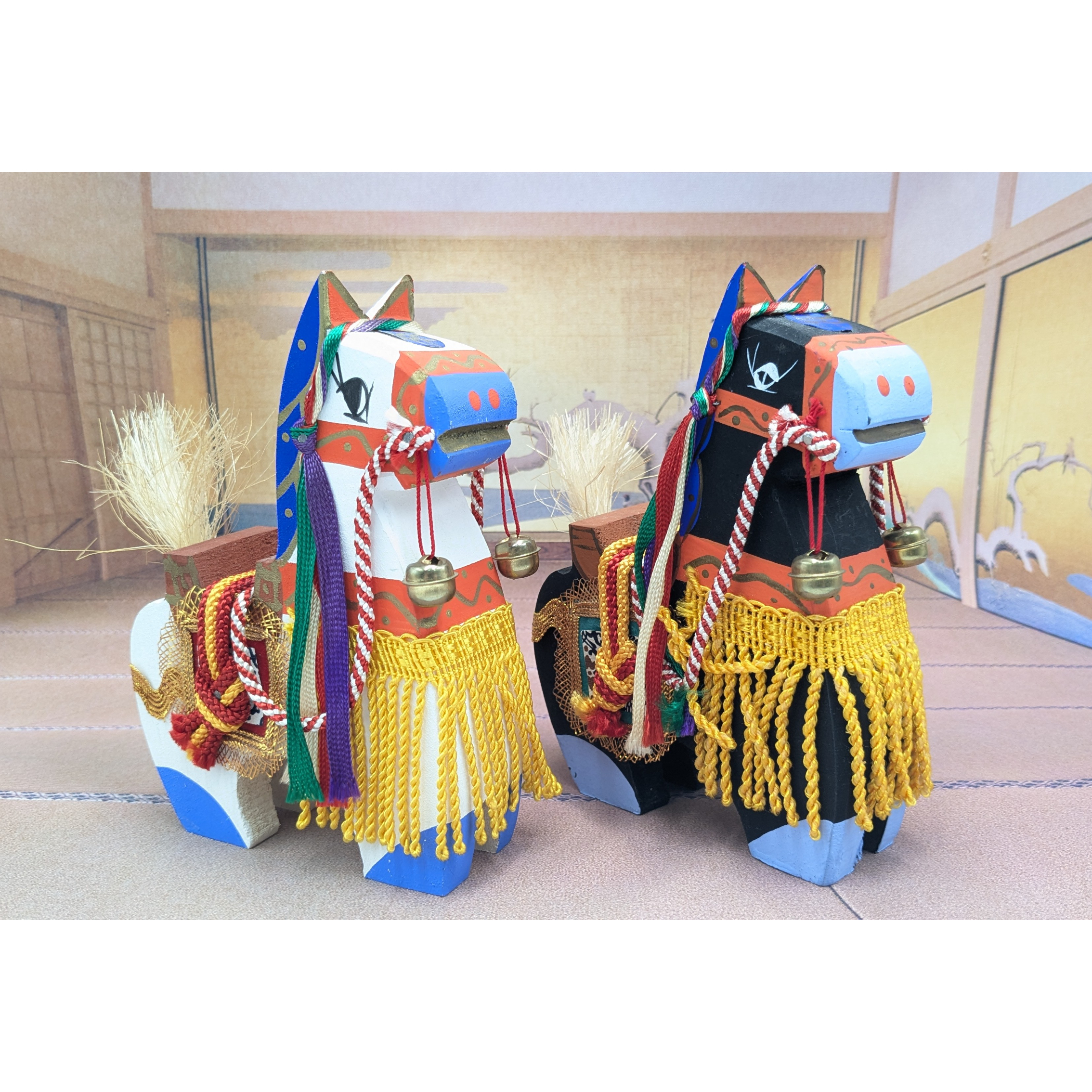 民芸品 馬 木製 置き物 2種セット インテリア | よしつねの秘密基地
