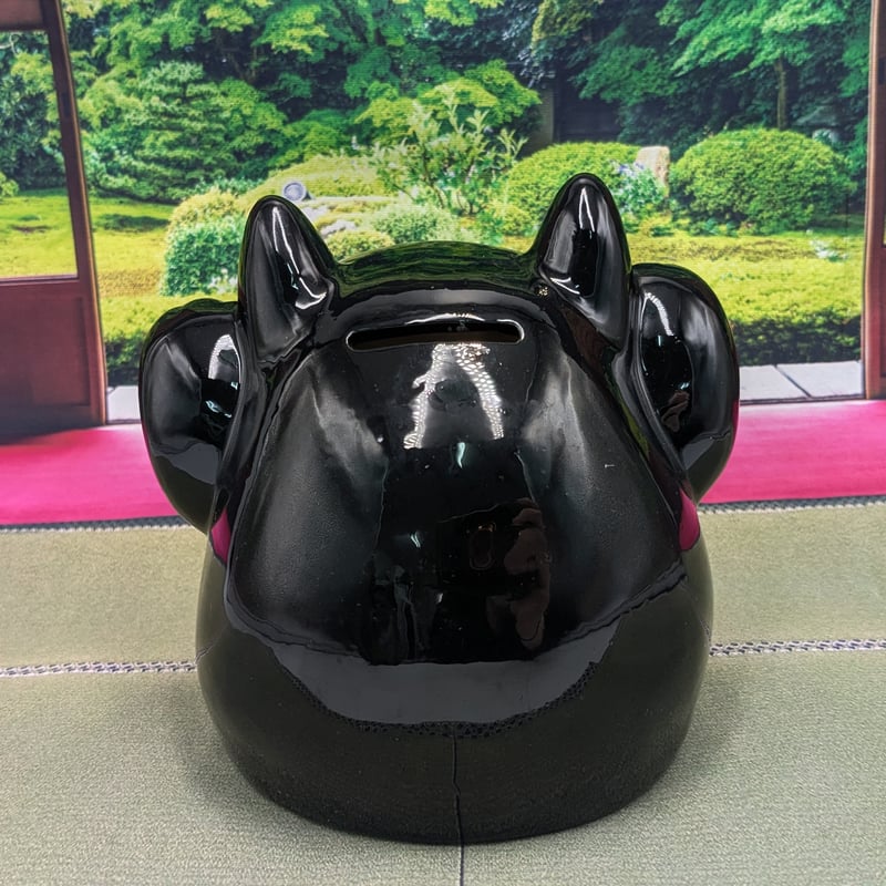 縁起物 招き猫だるま 招き猫 達磨 貯金箱 両手上げ 黒 置物 | よしつね