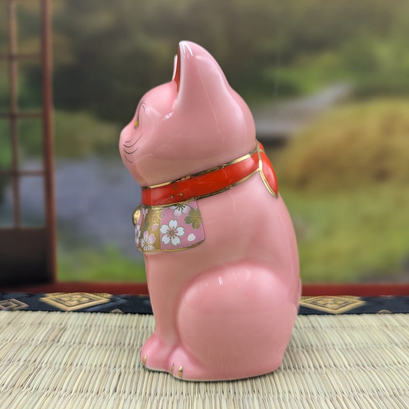 縁起物 桜づくし 招き猫 桃 薬師窯 ピンク | よしつねの秘密基地