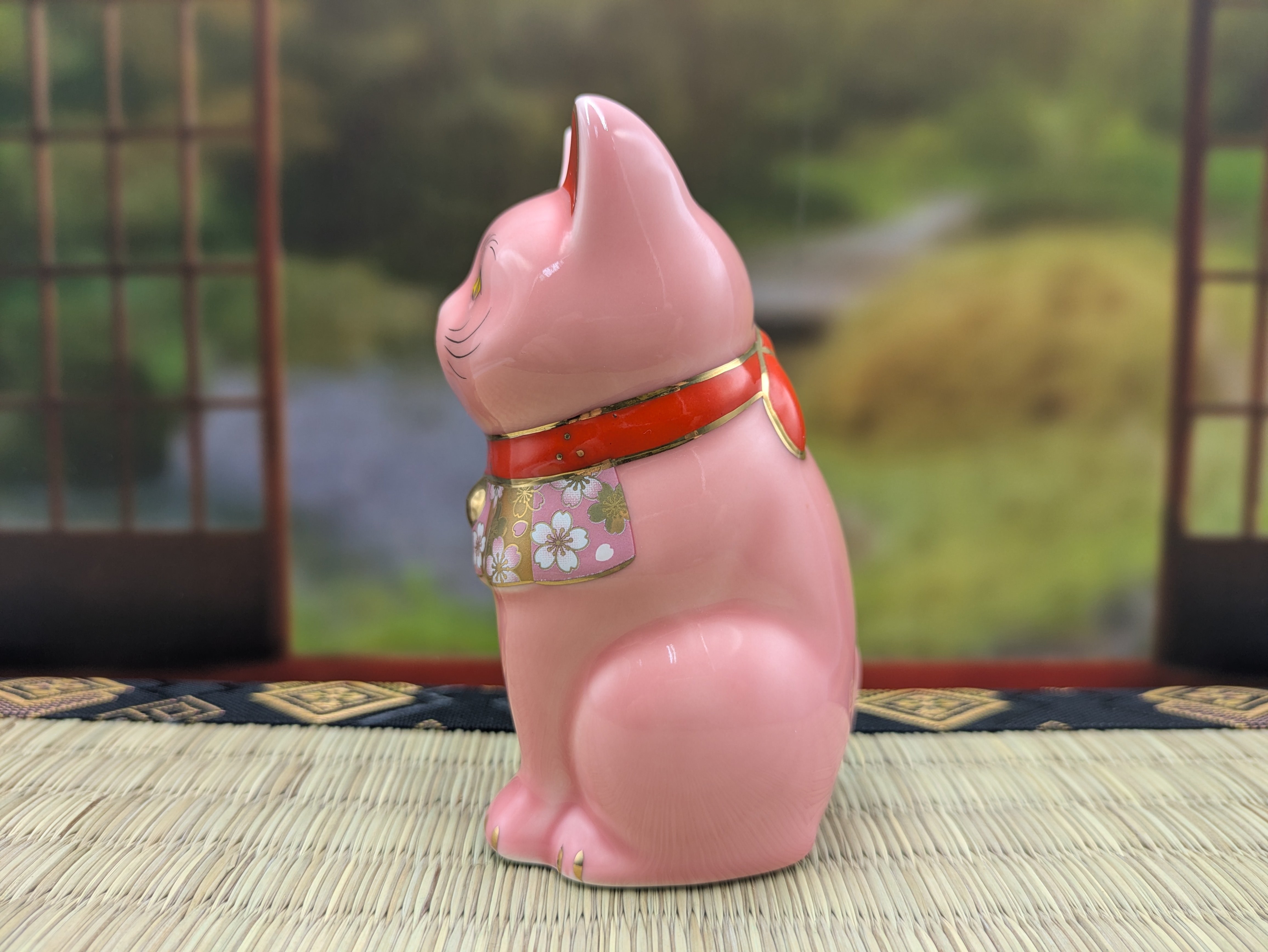 縁起物 桜づくし 招き猫 桃 薬師窯 ピンク | よしつねの秘密基地