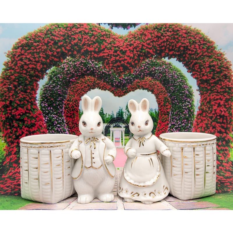 うさぎ 陶器 小物入れ 美品】ビンテージ 西ドイツ 兎 陶器 小物入れ