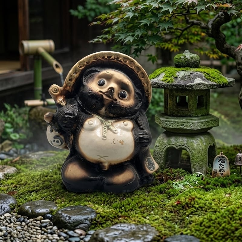 縁起物 信楽焼 たぬき 置物 陶器 狸 商売繁盛 開運 時代物 | よしつね