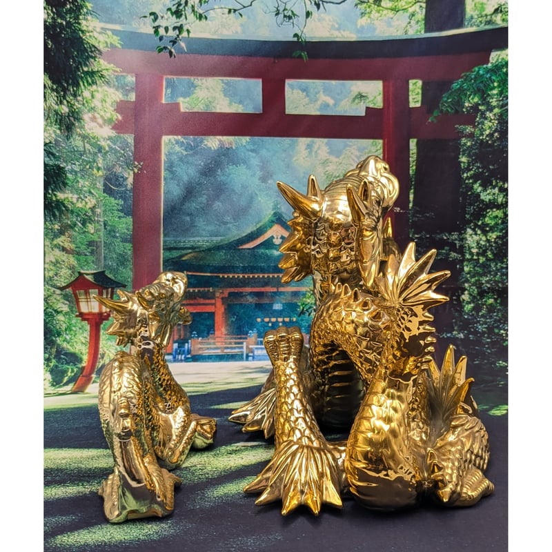 縁起物 風水 開運 黄金龍 2種セット インテリア 置物 レトロ | よし