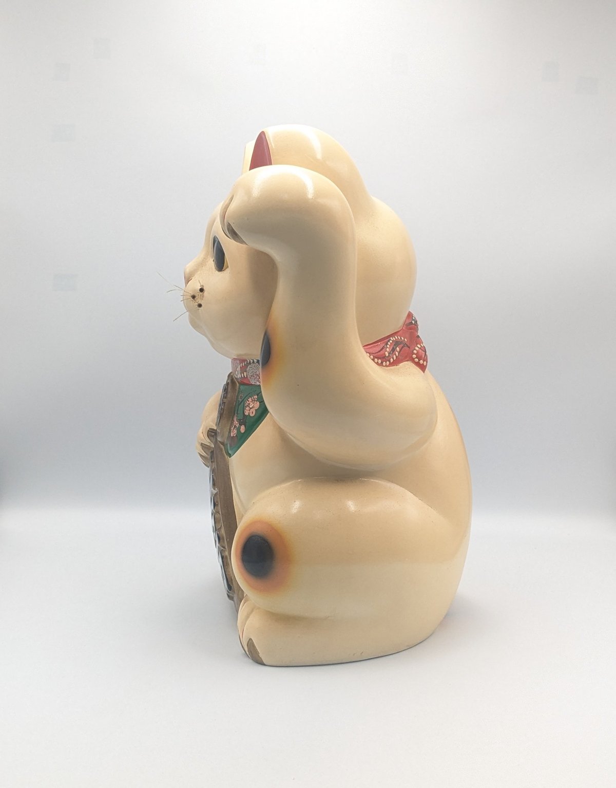 縁起物 招き猫 左手上げ 置物 貯金箱 陶器製 アンティーク 骨董 商売