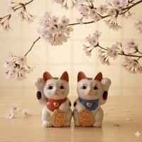 縁起物 招き猫 ペア 二体セット 置物 昭和レトロ アンティーク 貯金箱