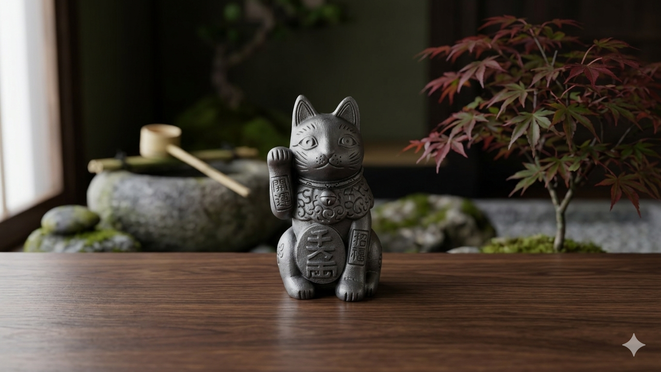 縁起物 瓦焼き 招き猫 置物 瓦焼 右手上げ 開運招福 金運 商売繁盛