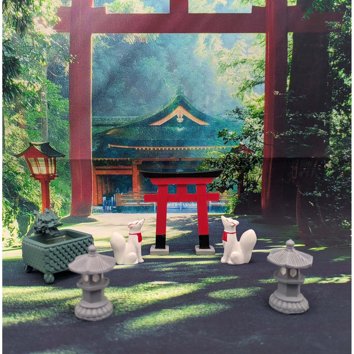 ミニチュアフィギュア 神社 鳥居 お稲荷さん 灯籠 手水舎 置物 ミニチュアフィギュア 神社 鳥居 お稲荷さん 灯籠 手水舎 置物