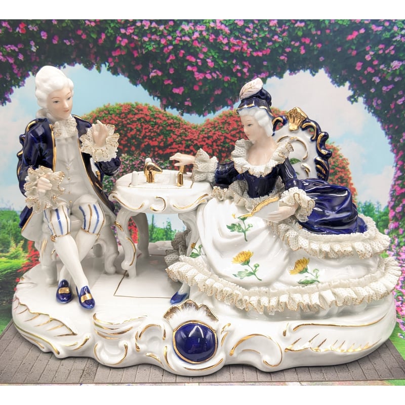 レースドール 陶器 置物 陶器人形 アンティーク人形 ロココ様式