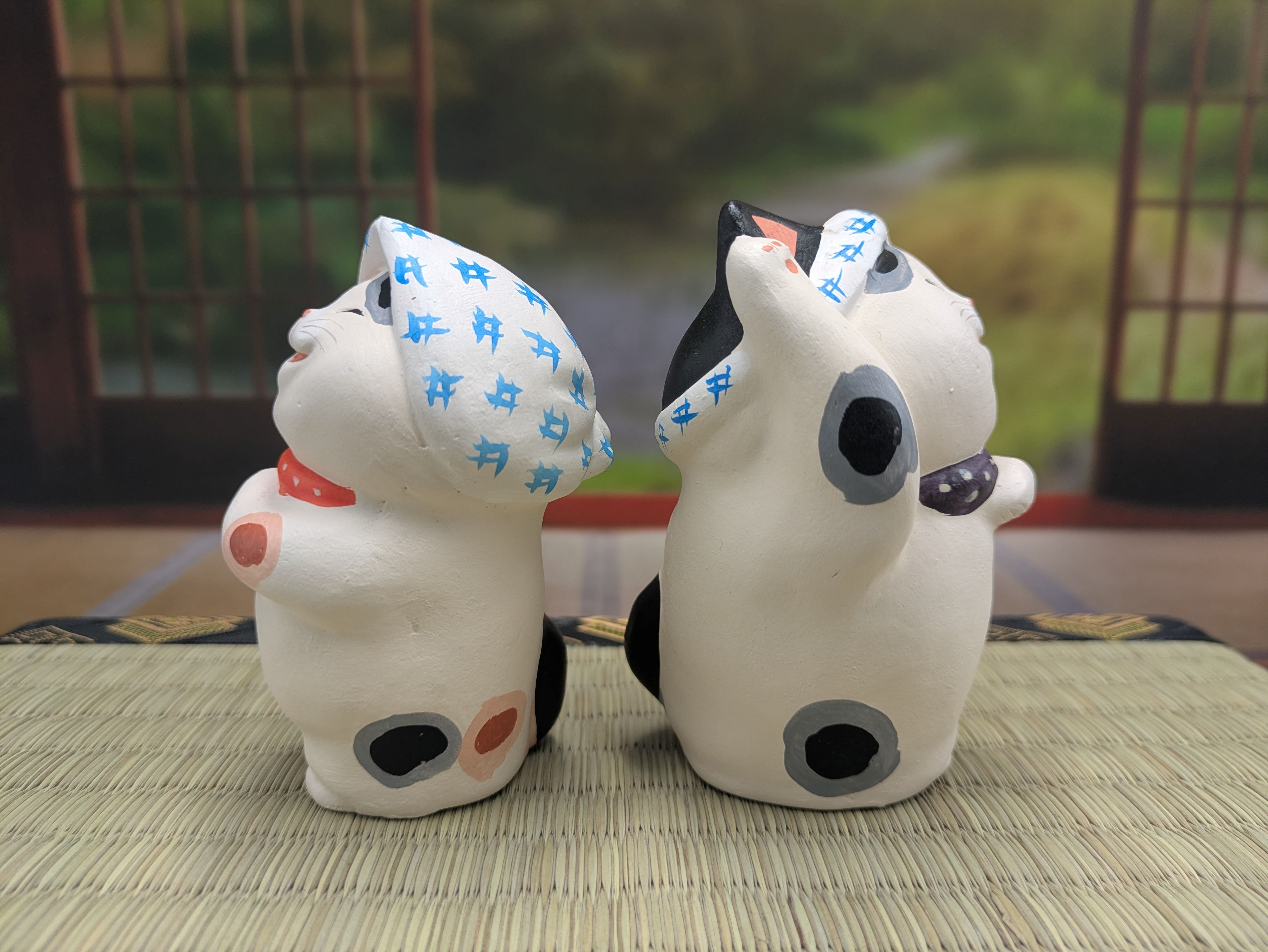 招き猫 置物 2体セット 縁起物　もりわじん 縁起物 招き猫 もりわじん 置物 うきじぃ うきばぁ 2種セット うきじい