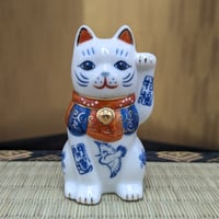 招き猫 手長右手上げ 昭和レトロ 貯金箱 縁起物 開運招福 金運 黒猫