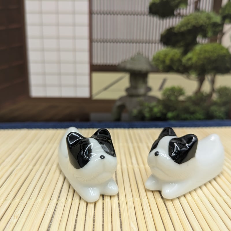 陶器製 箸置き 2個セット 犬 置物 かわいい犬の箸置き | よしつねの