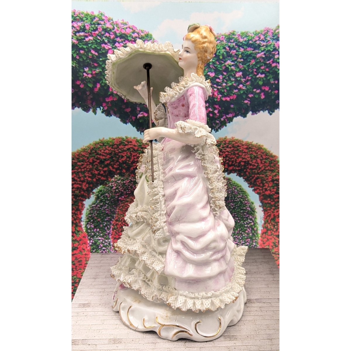 レースドール 陶器 置物 陶器人形 アンティーク人形 加藤工芸 傘