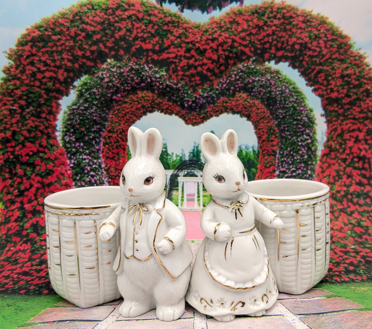 ヴィンテージ 人形 陶器 うさぎ アンティーク インテリア 2種セット