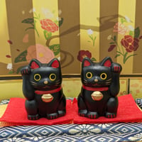 招き猫 置物 2体セット 縁起物　もりわじん 縁起物 もりわじん うきじぃ 招き猫 陶器 置物 ミニサイズ 縁起 幸運