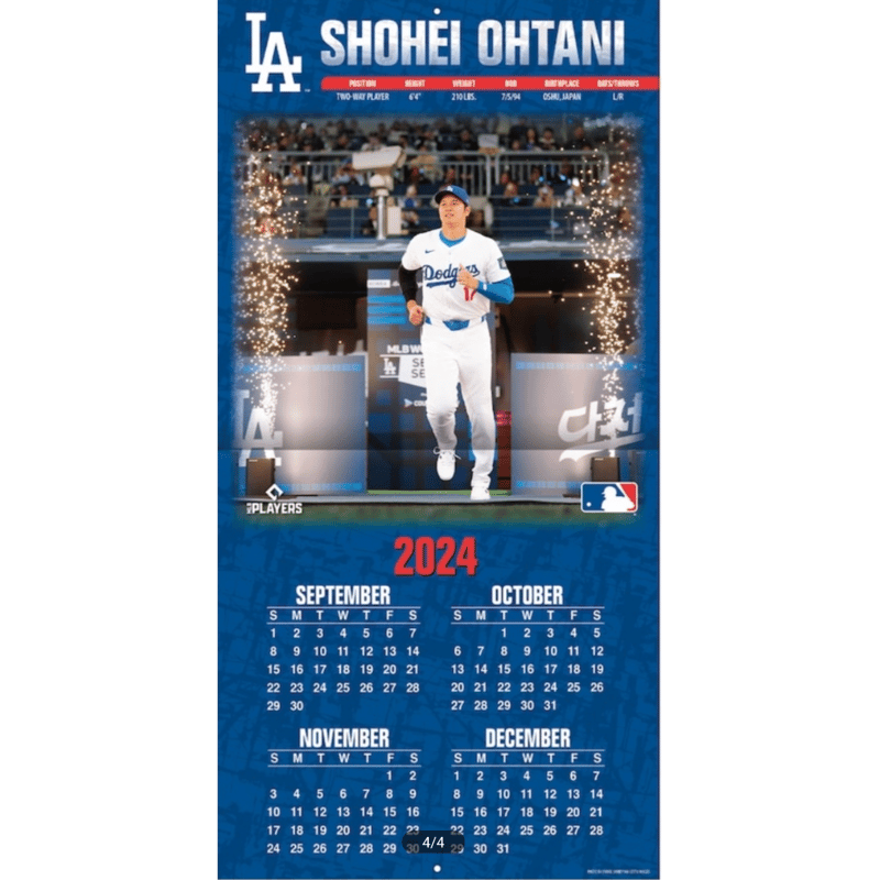 大谷翔平 ドジャース 2025年 壁掛けカレンダー 輸入版 MLB公式 | よし