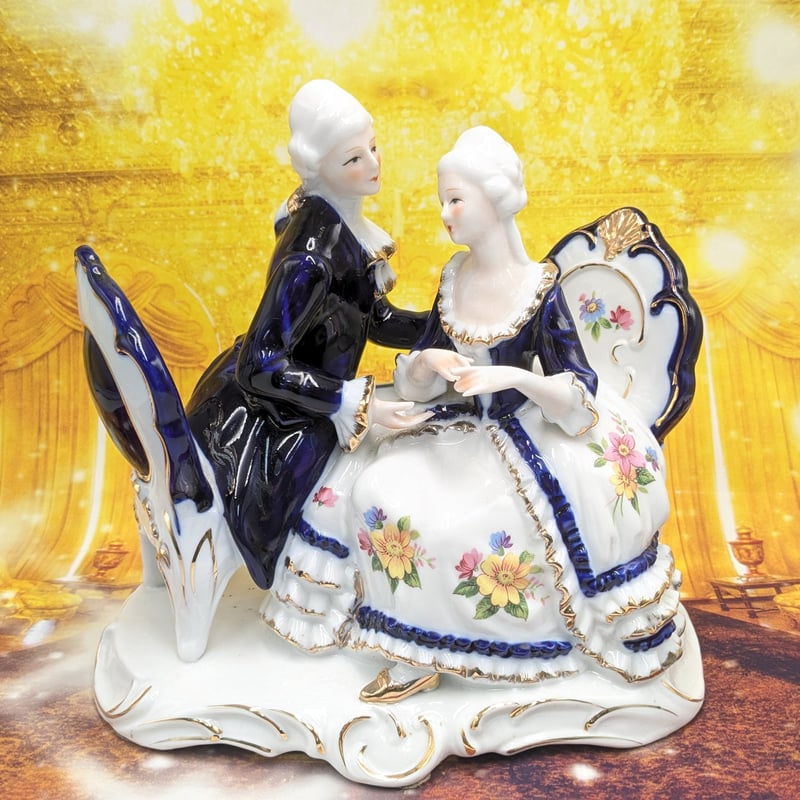 美品　迄陶器製 西洋人形 置物 アンティーク 加藤工芸　送料込み価格 レースドール 陶器 置物 陶器人形 アンティーク人形 加藤工芸 トランプ