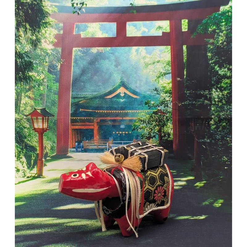 郷土玩具 赤ベコ 置物 張子 張り子 金千両箱 赤牛 インテリア 15