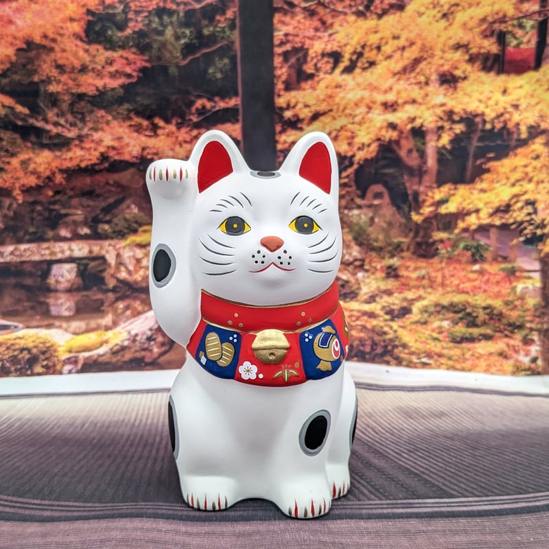 招き猫 縁起物 福づくし招き猫 右手上げ 白 小 置物 | よしつねの秘密基地