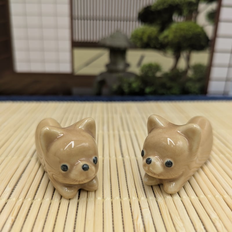 陶器製 箸置き 2個セット 犬 置物 かわいい犬の箸置き | よしつねの