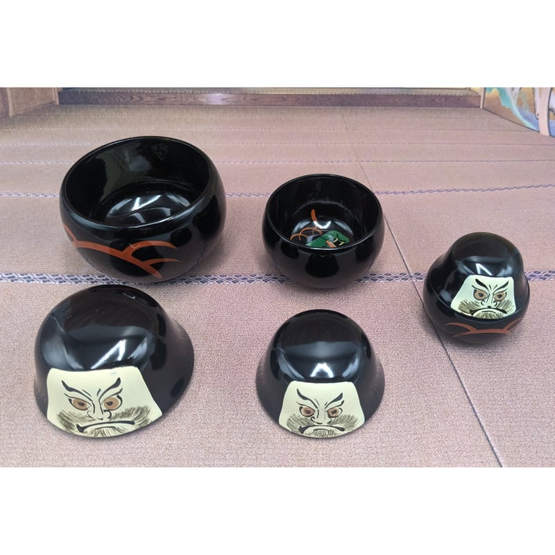 縁起物 だるま 三ッ組ダルマ 面の絵 マトリョーシカ風 ヴィンテージ