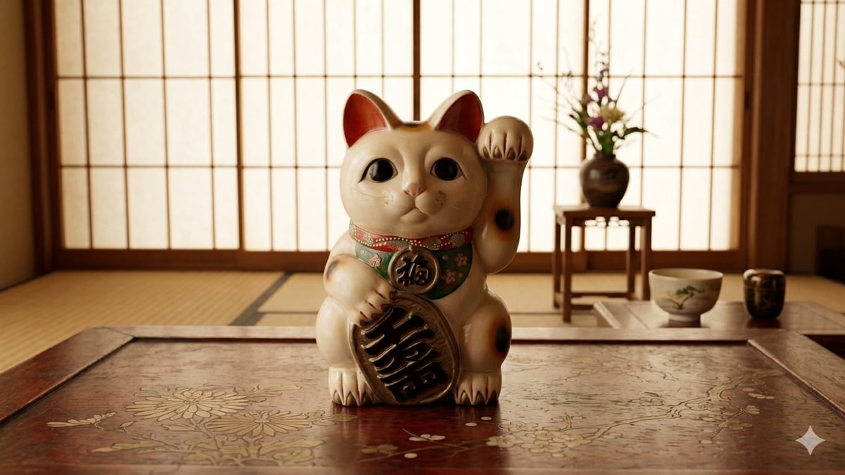 縁起物 招き猫 左手上げ 置物 貯金箱 陶器製 アンティーク 骨董 商売