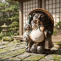 招き猫 陶器製 開運招福 染付 花文 縁起物 置物 インテリア オブジェ