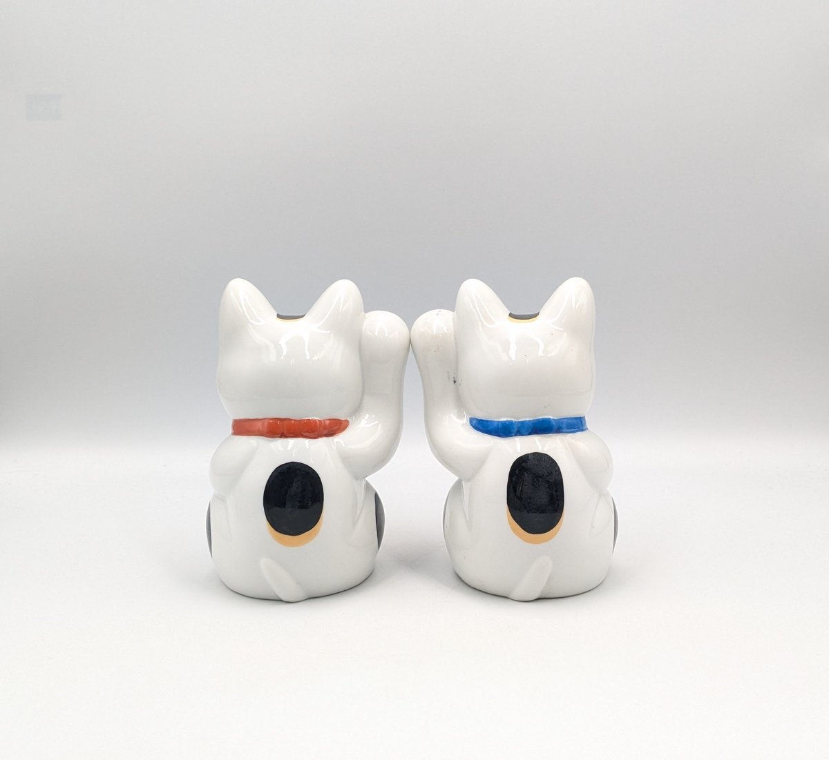 縁起物 招き猫 ペア 二体セット 置物 昭和レトロ アンティーク 貯金箱
