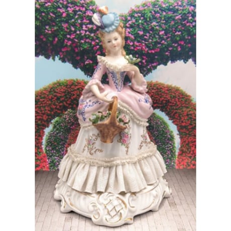 陶器 人形 レースドール 白いドレスの貴婦人 置物 34㎝ 陶器 陶器人形