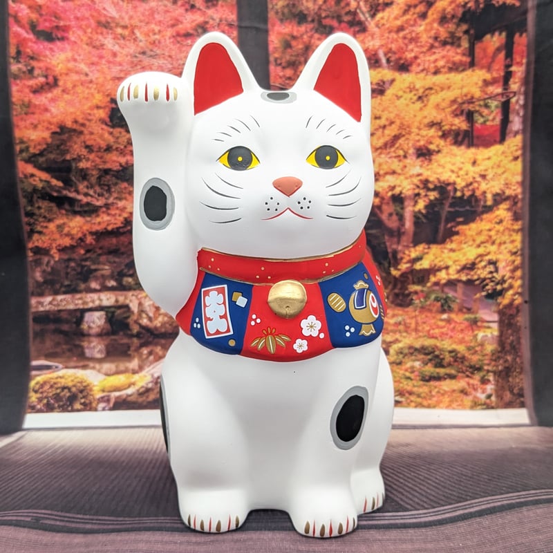 招き猫 縁起物 福づくし招き猫 右手上げ 白 大 置物 | よしつねの秘密基地