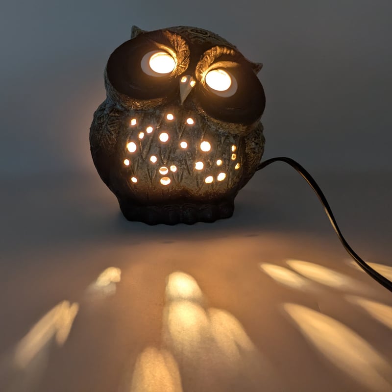 信楽焼き　フクロウランプ　1 信楽焼 フクロウ 福子の灯り 梟 ふくろう 陶器製 室内照明 インテリア