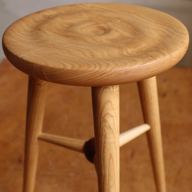 ハイスツール「Sol」 栗 波紋模様座面 | pat woodworking online