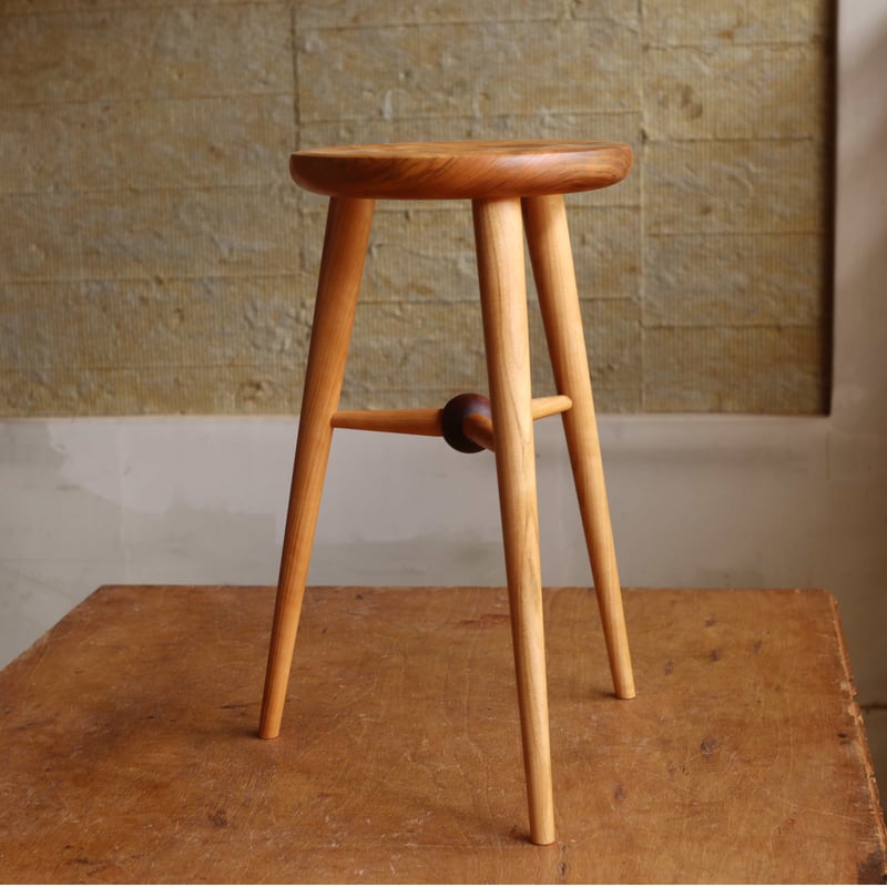 ハイスツール「Sol」 山桜 波紋模様座面 | pat woodworking