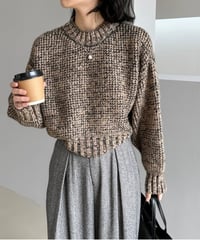 round neck short knit pullover /2color　FL2976