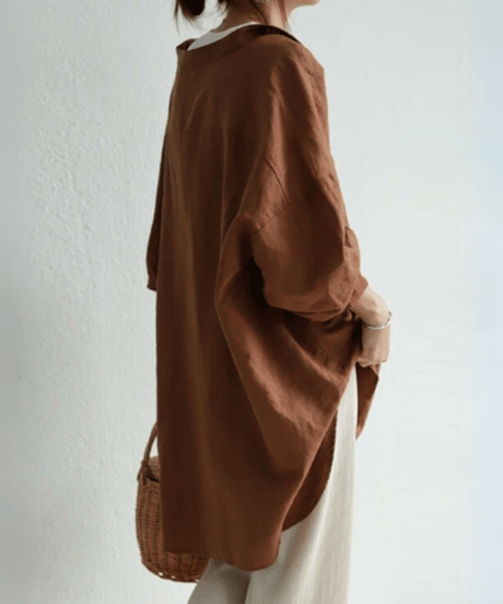 stand neck single breasted shirt /4color　FL3334