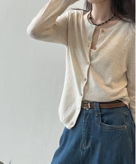 crew neck knit cardigan /5color　FL2819