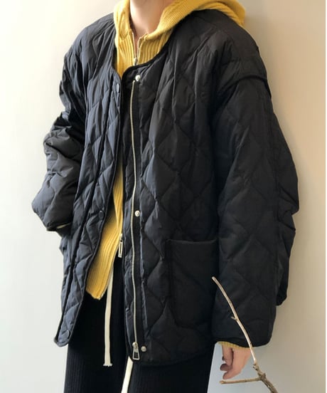 collarless quilted jacket /3color　FL3057