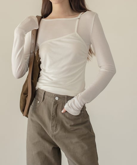 fake layered design cut and sew /3color　FL3329