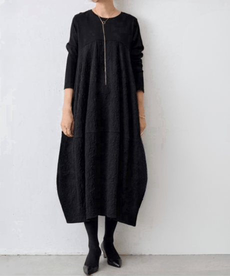black cocoon long dress　FL3572