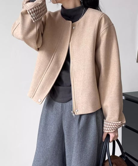 hiyoku collarless jacket /3color　FL2879
