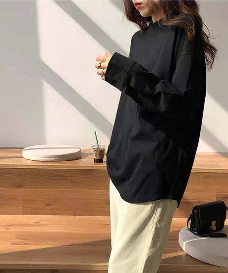 round neck cuffs long t-shirt　FL2462