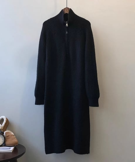 half zip long knit op /4color　FL2830