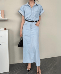French sleeve denim set up /2color　FL2445