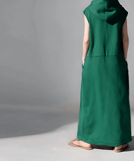 sleeveless hoodie maxi dress /3color　FL3465