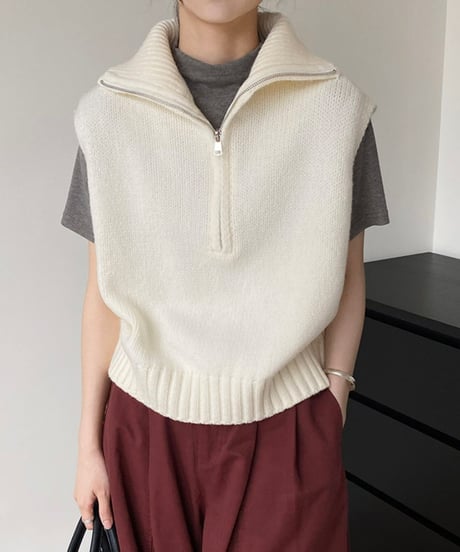 half-zip knit vest /2color　FL2849
