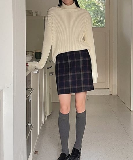 turtleneck ribbed knit /4color　FL3061