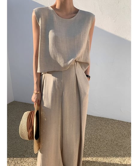 sleeveless top and wide leg pants set　FL2018