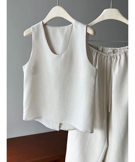 relaxed sleeveless tops + wide pants setup /2color　FL3376