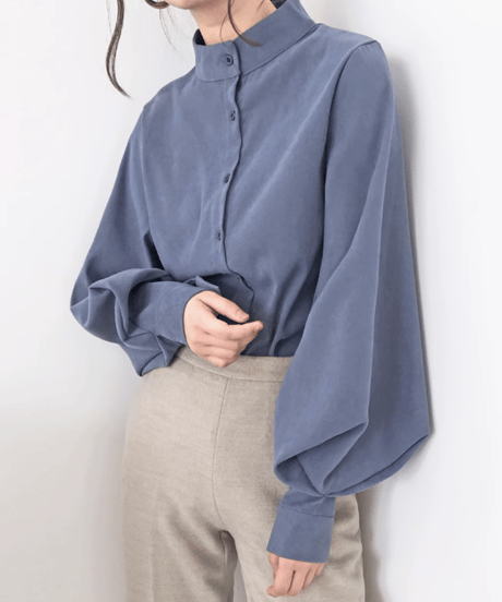 balloon sleeve stand collar shirt /4color　FL3331